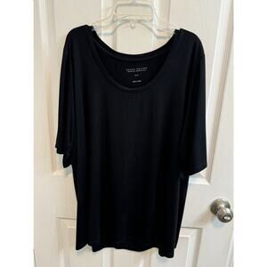 Susan Graver Weekend Essentials XL Black Short Sleeve Tunic Tee Preowned